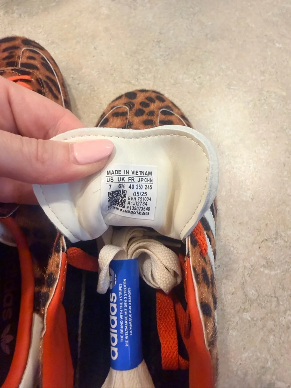 Adidas Leopard Print Gazelle Sneakers with Orange Laces - Picture 5 of 5